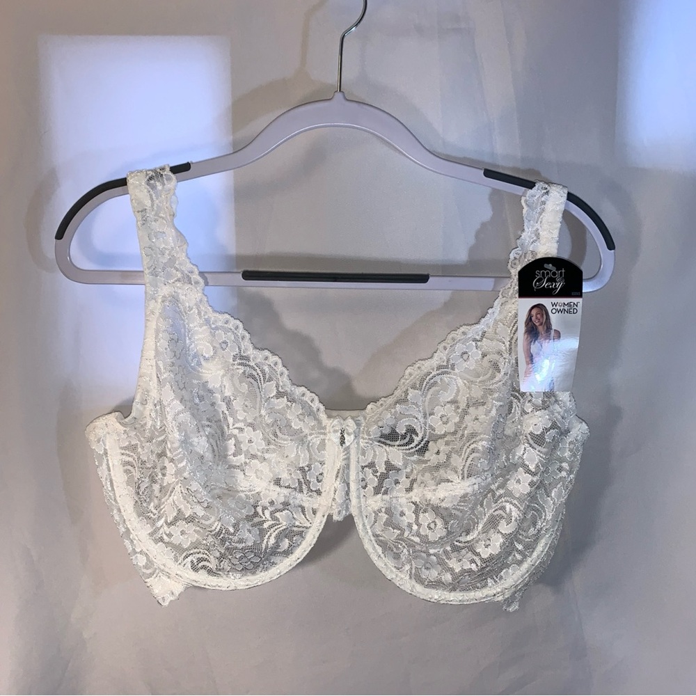 Smart & Sexy Bra White Underwire Support Lace Brassiere NWT Size 46DD